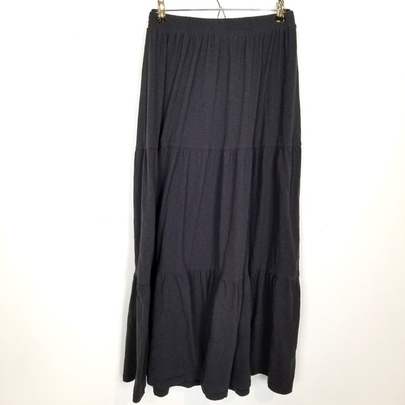 Z Supply Women Tiered Maxi Skirt Sz M Gray Cotton Elastic Waist Boho Summer - Picture 1 of 8